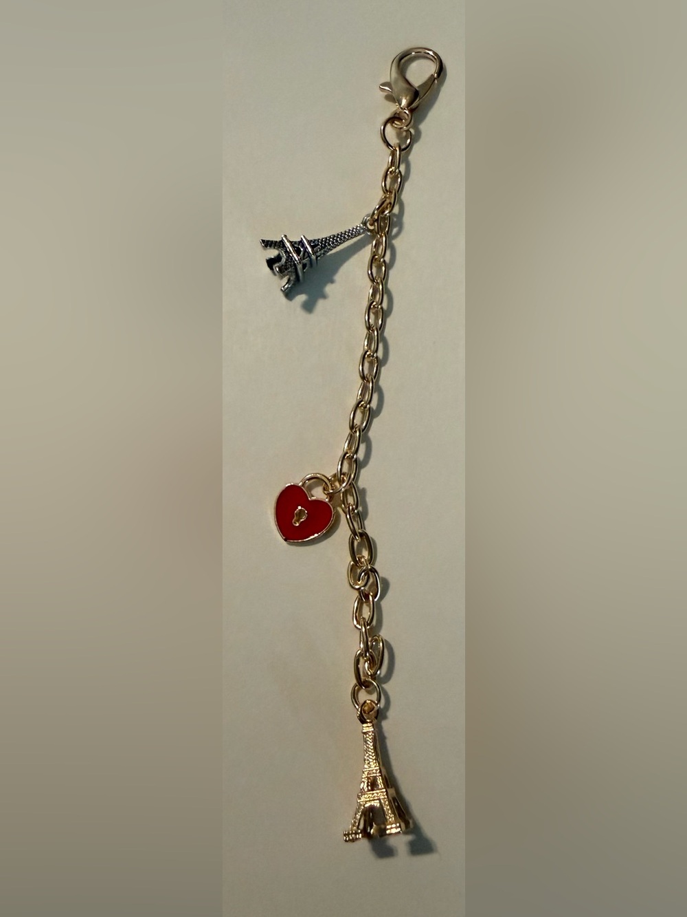 Gold Chain with Red Heart Lock Charm